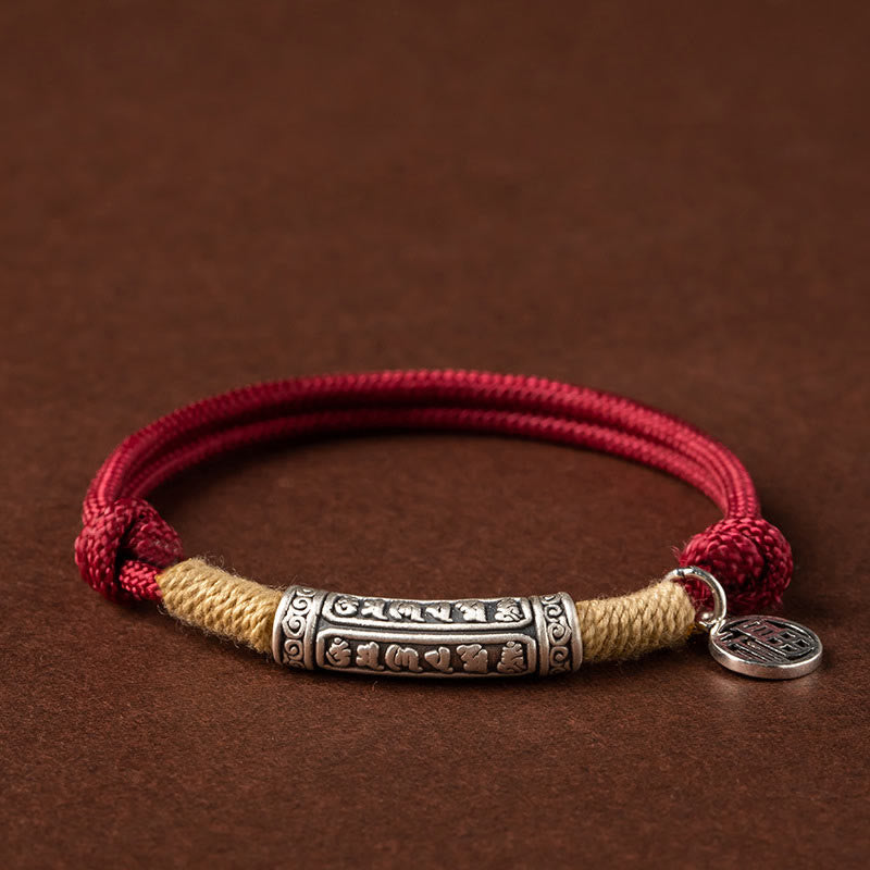 Nimara Ritual 999 Sterling Silver Tibet Handmade Om Mani Padme Hum Fu Character TopRank Character Luck Braided Bracelet