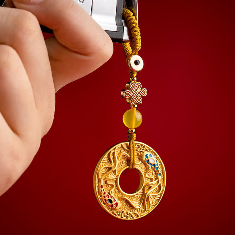Nimara Ritual Double Koi Fish Peace Buckle Wealth Luck Key Chain
