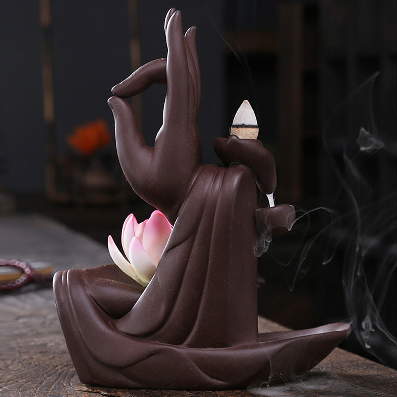 Nimara Ritual Tibetan Lotus Blessing Incense Burner Decoration