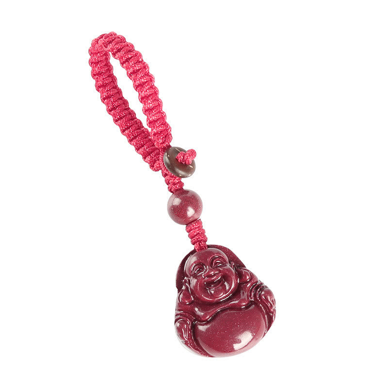 Nimara Ritual Laughing Buddha Cinnabar Blessing Necklace Pendant Phone Hanging Decoration Key Chain