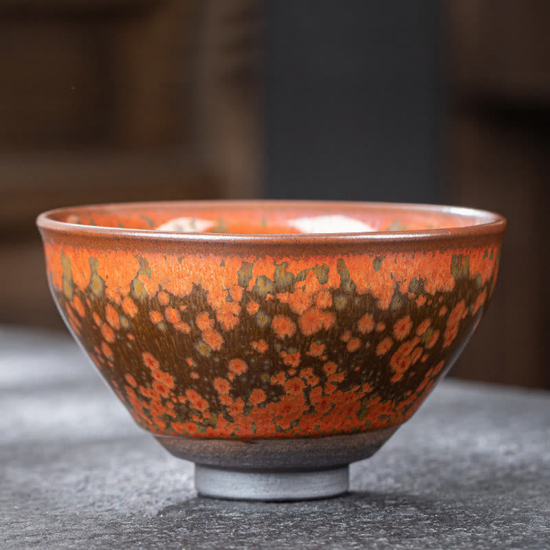 Nimara Ritual Blooming Flowers Pattern Chinese Jianzhan Kiln Change Ceramic Teacup Kung Fu Tea Cup Bowl