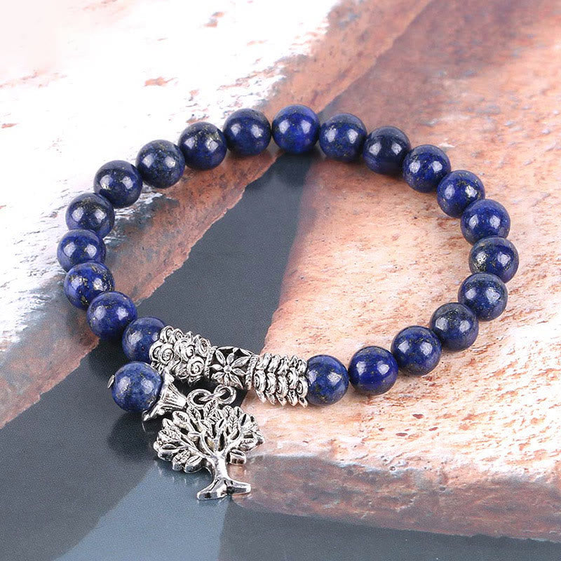 Nimara Ritual Natural Gemstone Tree of Life Lucky Charm Stretch Bracelet