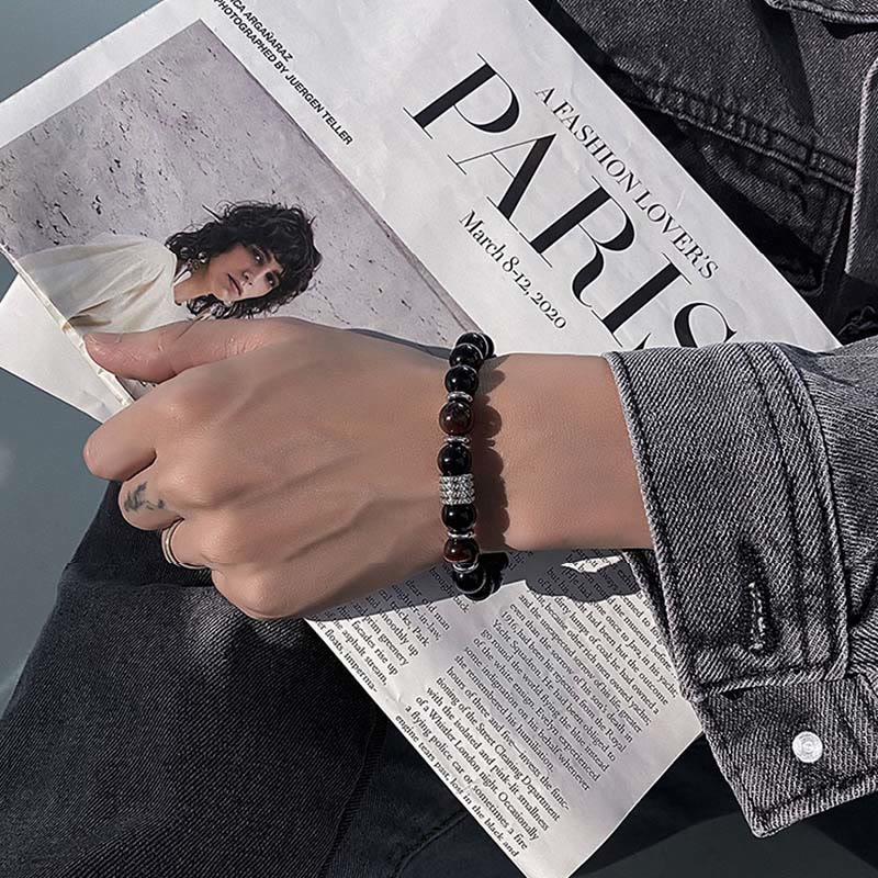 Nimara Ritual Natural Black Obsidian Tiger Eye Strength Fulfillment Bracelet
