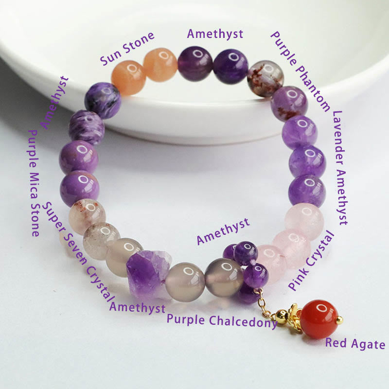 Nimara Ritual Natural Amethyst Crystal Inner Peace Healing Bead Charm Bracelet