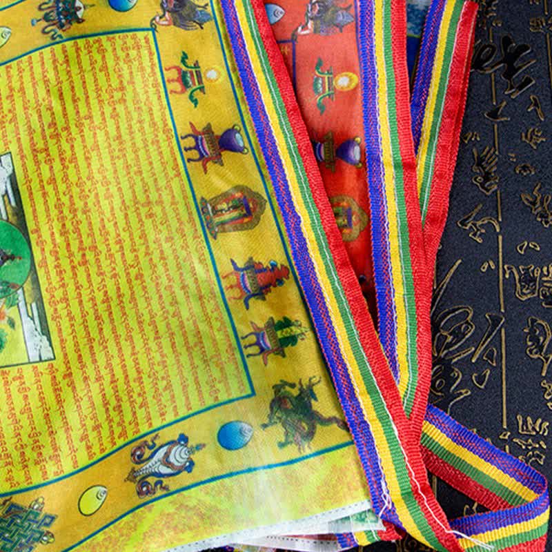 Nimara Ritual Tibetan 5 Colors Windhorse Buddha Tara Scriptures Healing Auspicious Outdoor Prayer Flag