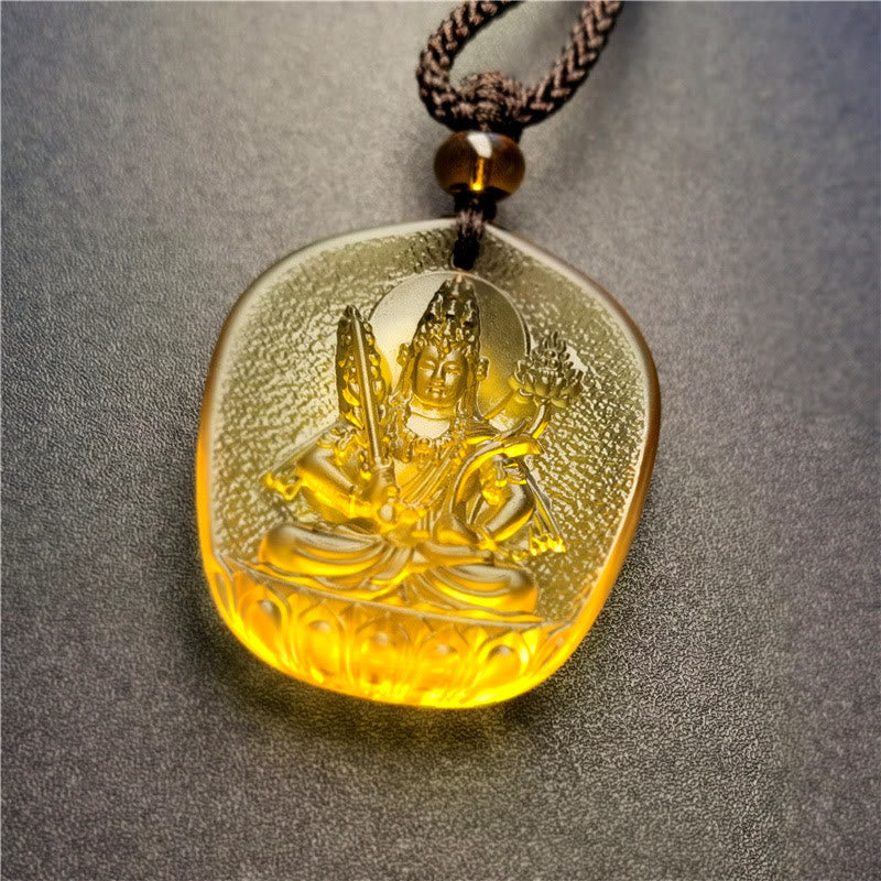 Nimara Ritual Chinese Zodiac Natal Buddha Blessing Liuli Crystal Compassion Necklace Pendant