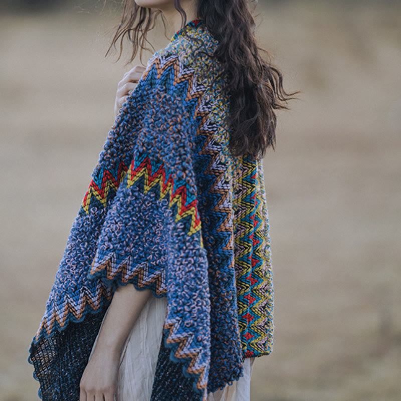 Nimara Ritual Tibetan Shawl Soft Warm Knitting Cloak Winter Tibetan Tassel Scarf