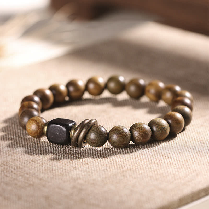 Nimara Ritual Tibetan Green Sandalwood Crystal Soothing Peace Bracelet