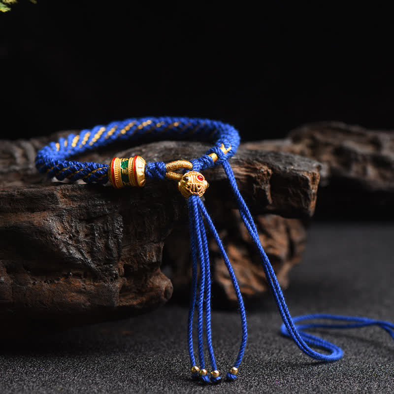 Nimara Ritual Tibetan Handmade Luck Prayer Wheel Bead Charm Weave Colorful String Bracelet
