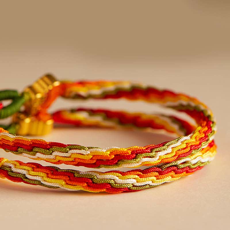 Nimara Ritual Persimmon Red Agate Strength Reincarnation Knot Braid String Bracelet