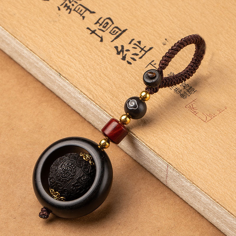 Nimara Ritual Tibetan Small Leaf Red Sandalwood Ebony Luck Protection Rotation Decoration
