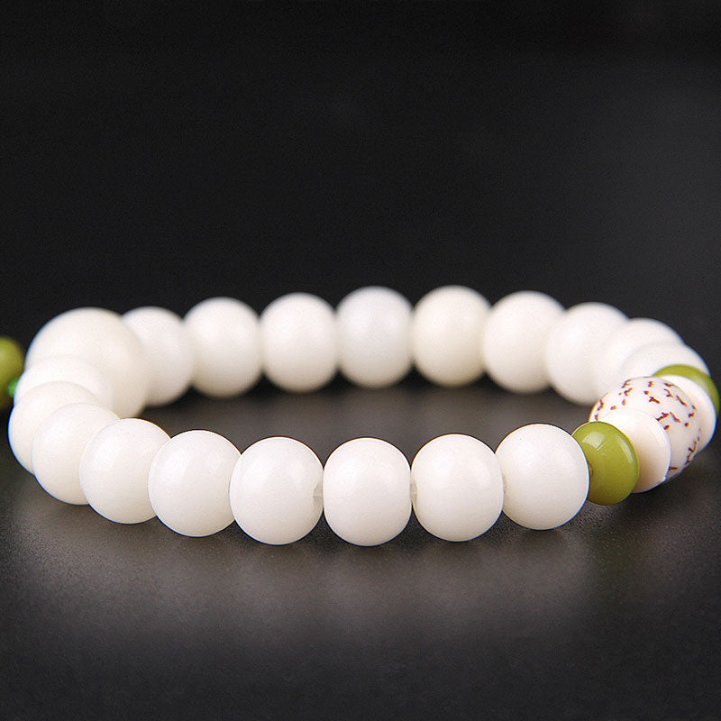 Nimara Ritual Lotus Natural White Bodhi Seed Luck Bracelet