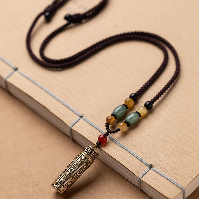 Nimara Ritualhop Tibet Om Mani Padme Hum Agate Shurangama Sutra Protection Necklace Pendant