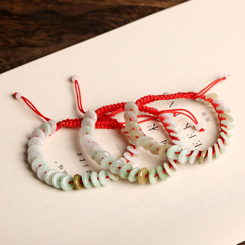Nimara Ritual Natural Round Jade Luck Red String Protection Bracelet