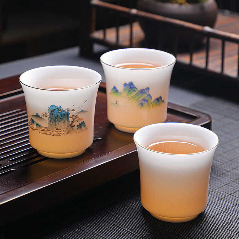 Nimara Ritual Mountains Rivers Tree Ceramic Teacup Kung Fu Tea Cup 120ml