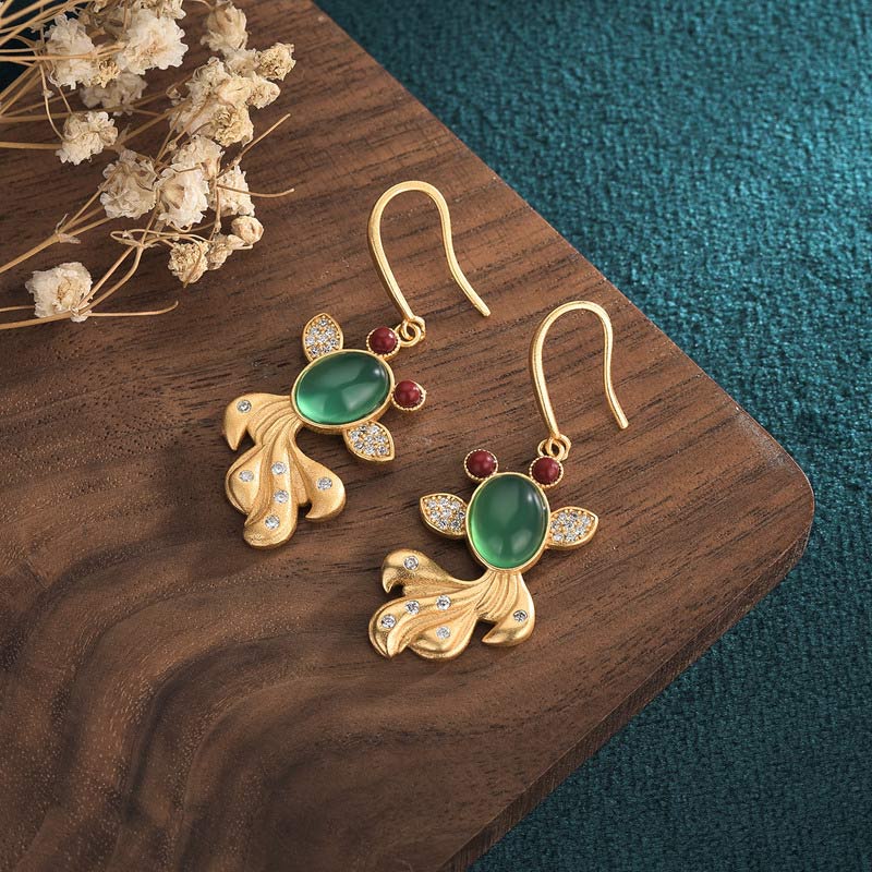 Nimara Ritual FengShui Jade Koi Fortune Earrings