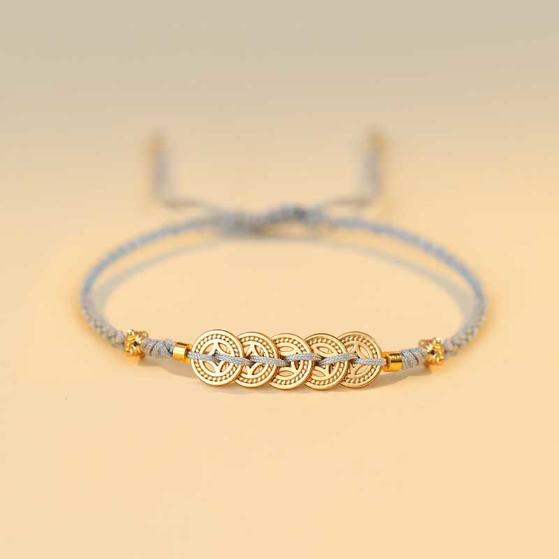 Nimara Ritual Copper Coin Fortune Tree Luck Strength Braided Bracelet