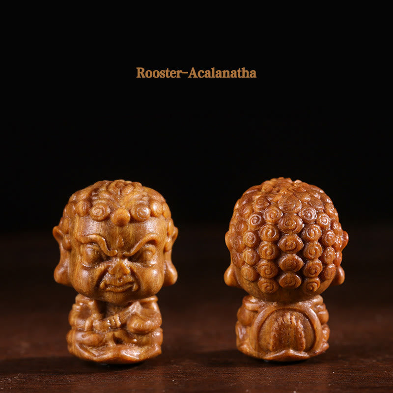 Nimara Ritual Chinese Zodiac Natal Buddha Green Sandalwood Lotus Engraved Positive Home Decoration