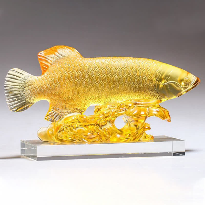 Nimara Ritual Handmade Liuli Crystal Koi Fish Art Piece Luck Home Office Decoration