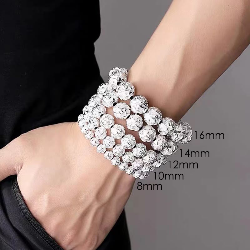 Nimara Ritual Tibetan Om Mani Padme Hum Carved Alloy Beads Amulet Bracelet