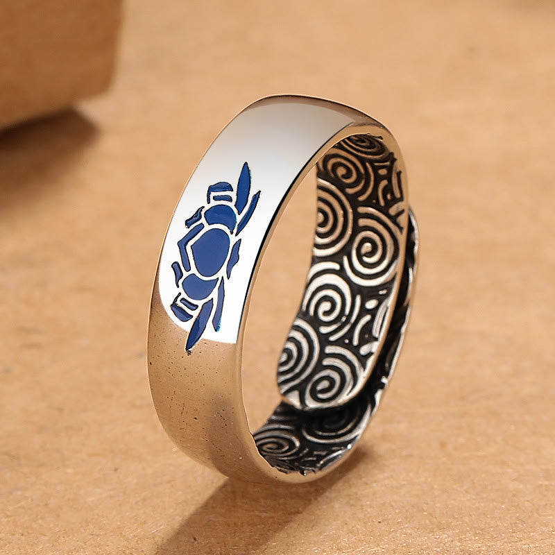 Nimara Ritual Tibetan Blue Lotus Auspicious Clouds Copper Enlightenment Ring