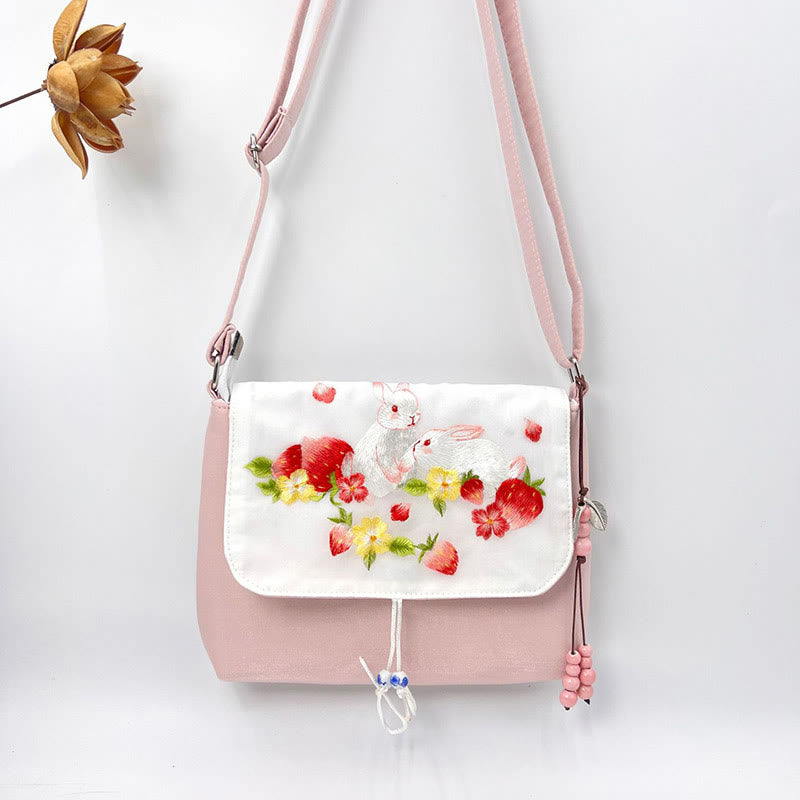 Nimara Ritual Embroidered Camellia Epiphyllum Gardenia Sakura Flowers Crossbody Bag Shoulder Bag Cellphone Bag