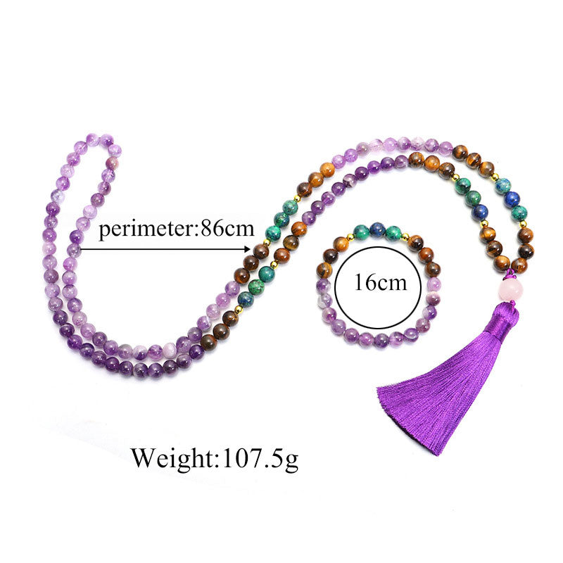 Nimara Ritual Tibetan Amethyst Purify Bracelet Mala Set