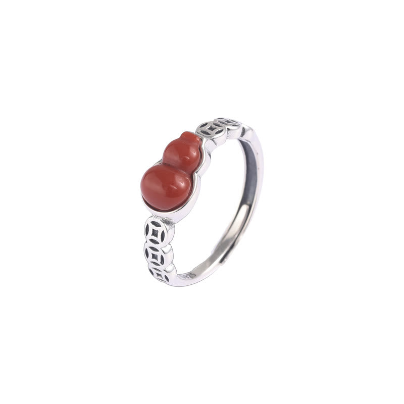 Nimara Ritual 925 Sterling Silver Red Agate Gourd Copper Coin Self-acceptance Ring