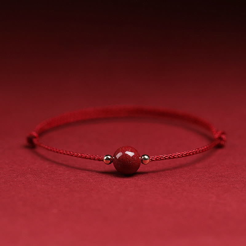 Nimara Ritual Natural Lucky Cinnabar Bead Blessing String Bracelet Anklet