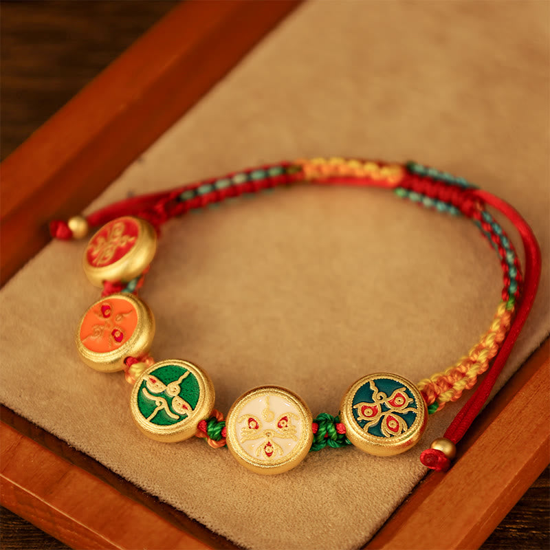 Nimara Ritual Tibetan Five God Of Wealth Colorful Rope Braided Luck Bracelet