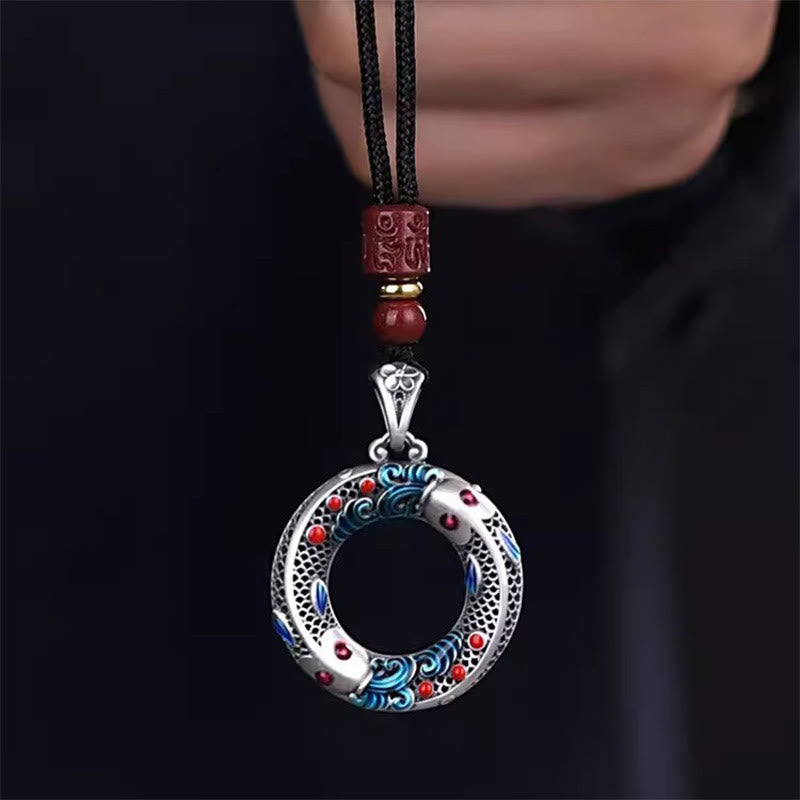 Nimara Ritual Koi Fish Peace Buckle Copper Wealth Luck Necklace Pendant