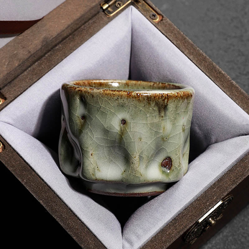 Nimara Ritual Handcrafted Simple Cracked Ice Texture Chinese Jianzhan Ceramic Teacup Kung Fu Tea Cup