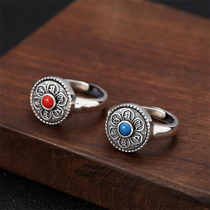 Nimara Ritual Tibetan Om Mani Padme Hum Peace Rotatable Ring