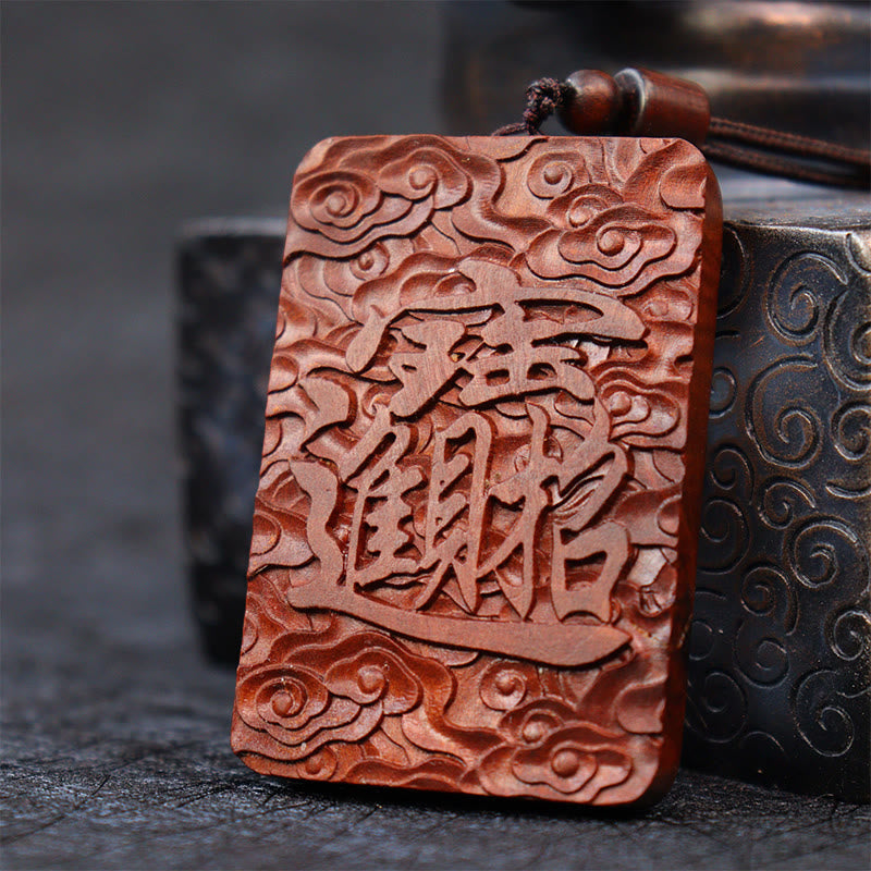 Nimara Ritual Natural Lightning Struck Jujube Wood PiXiu Copper Coin Good Fortune Necklace Pendant