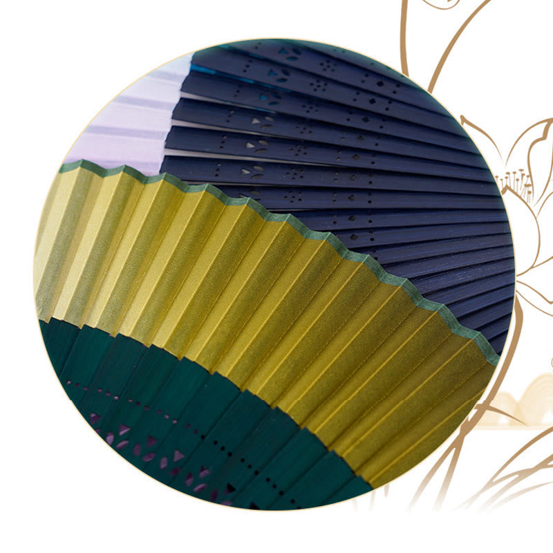 Nimara Ritual Gradient Color Hollow Engraved Handheld Bamboo Folding Fan