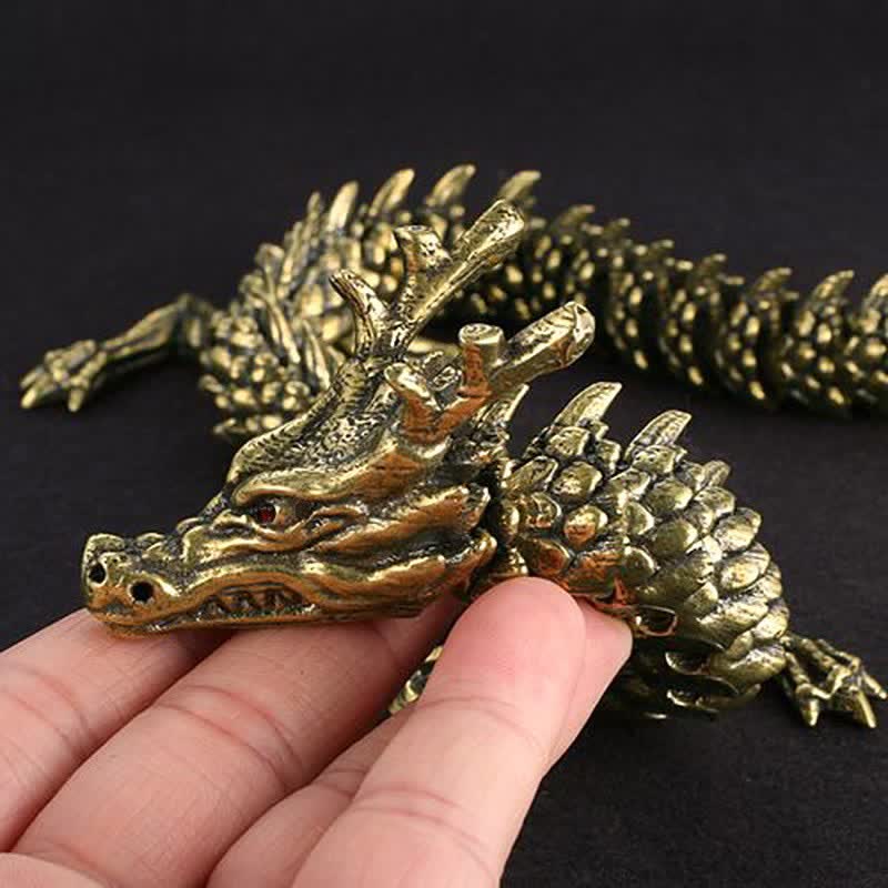 Nimara Ritual Brass Copper Dragon Wealth Luck Protection Statue Figurine Home Decoration
