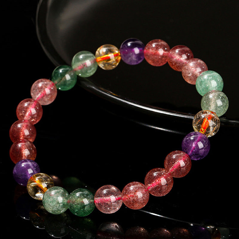 Nimara Ritual Natural Multicolored Strawberry Quartz Love Healing Beaded Bracelet