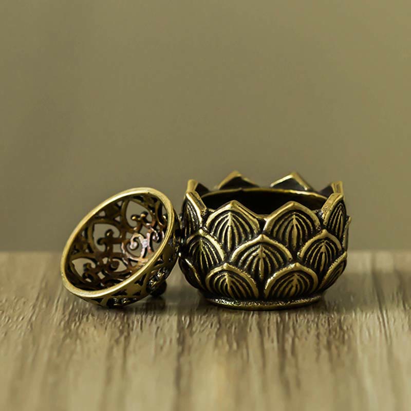 Nimara Ritual Tibetan Mini Lotus Pattern Meditation Copper Incense Burner