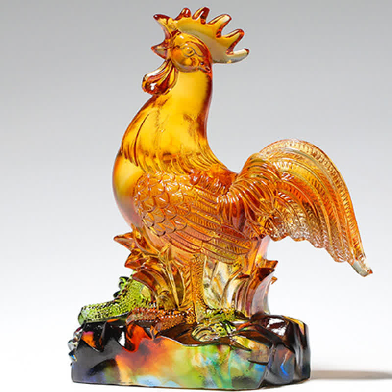 Nimara Ritual Handmade Liuli Crystal Rooster Art Piece Home Decoration