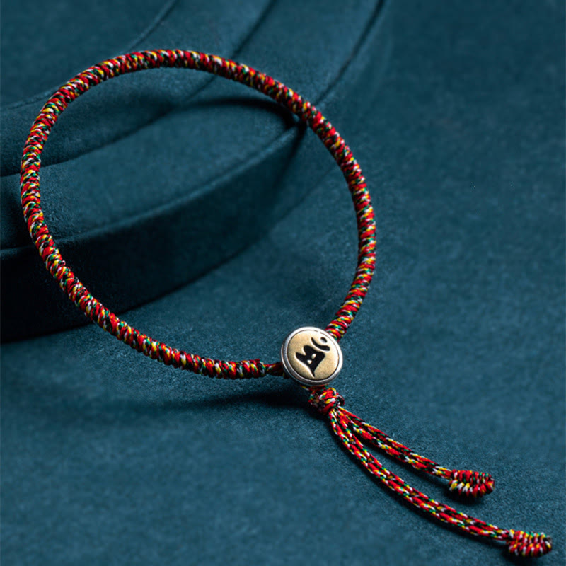 Nimara Ritual Handmade 925 Sterling Silver Chinese Zodiac Natal Buddha Protection Colorful Rope Bracelet
