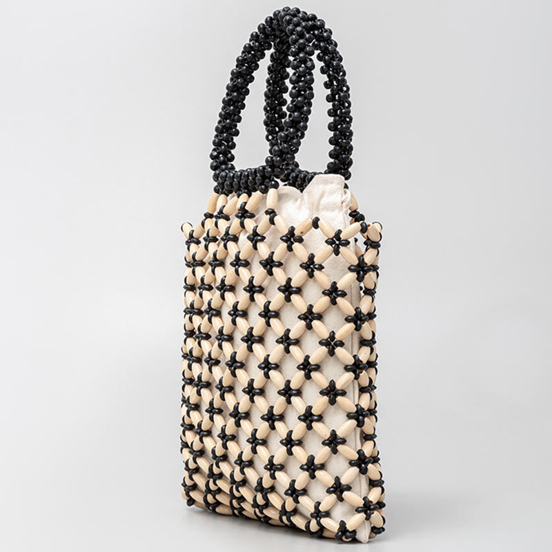 Nimara Ritual Hand-woven Lozenge Wooden Beads Handbag