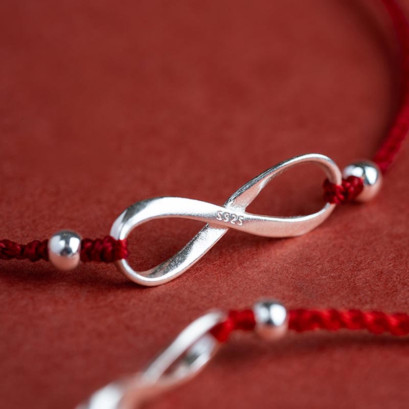 Nimara Ritual 925 Sterling Silver Endless Knot Protection Luck Red String Bracelet Anklet