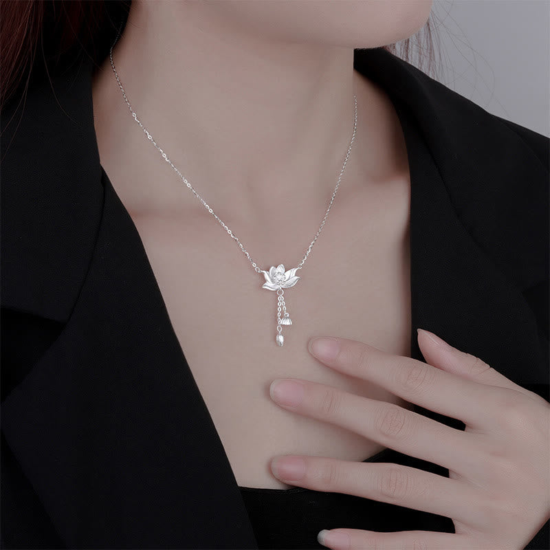Nimara Ritual 999 Sterling Silver Lotus Flower Pod Carved Enlightenment Necklace Pendant