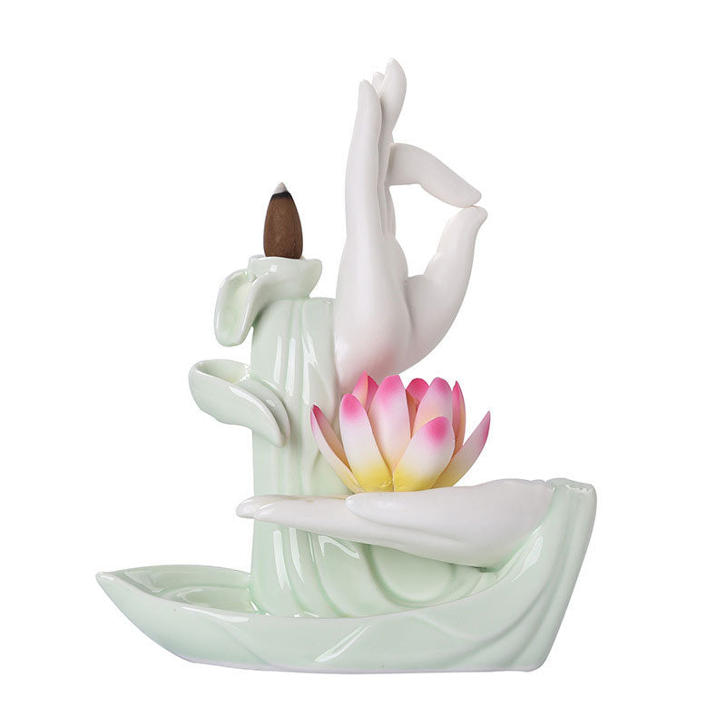 Nimara RitualTibetan Lotus Blessing Incense Burner Decoration