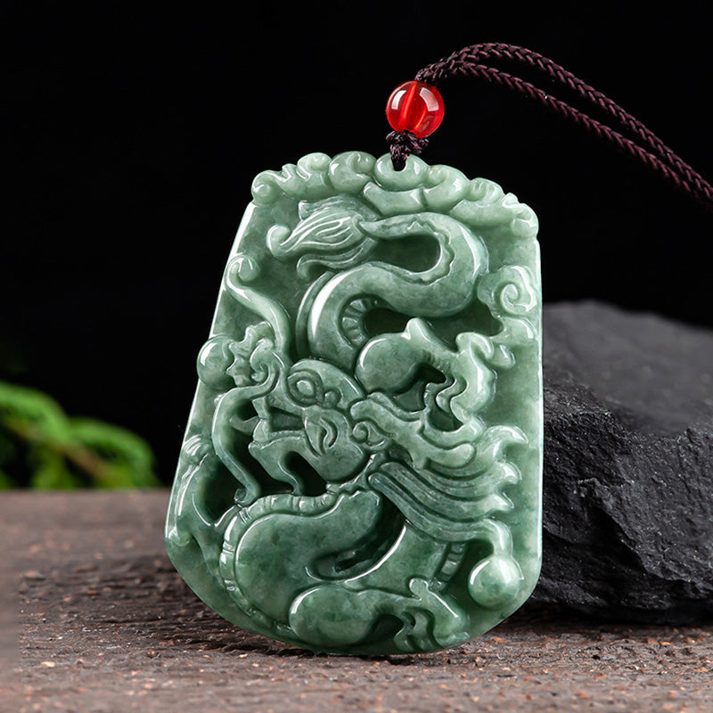 Nimara Ritual Chinese Zodiac Dragon Jade Strength Necklace String Pendant