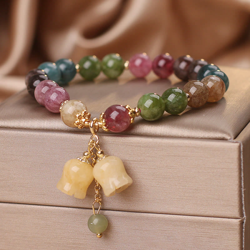 Nimara Ritual Natural Colorful Tourmaline Flower Bead Love Bracelet