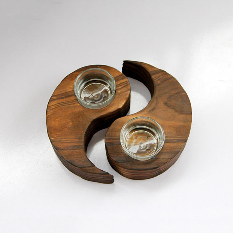 Nimara Ritual Yin Yang Wood Candle Holder Meditation Rituals Use Items