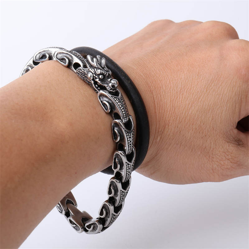 Nimara Ritual Dragon Titanium Steel Luck Bracelet Bangle