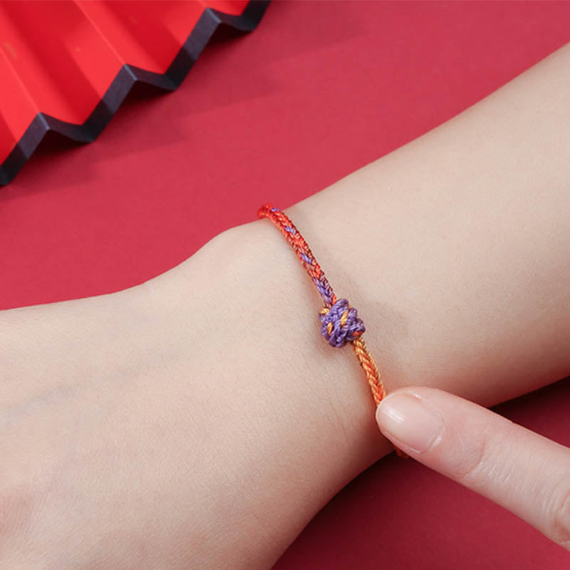 Nimara Ritual Handcrafted Colorful Purple Gold Red Braid Rope Bracelet