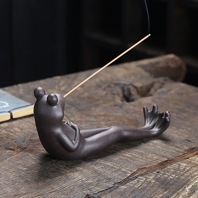 Nimara Ritual Meditation Frog Ceramic Spiritual Healing Incense Burner